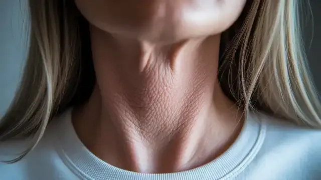 3 Signs Of Thyroid Imbalance - Close-up of a neck showing signs of thyroid issues with detailed texture and shadow effects