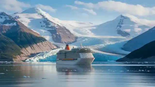 7 Day Alaska Cruise - Cruise ship sailing among Alaskan glaciers