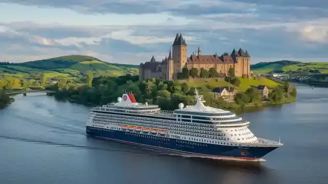 Amsterdam - Basel Cruise 2025/2026 - Cruise ship on European river with castles in background