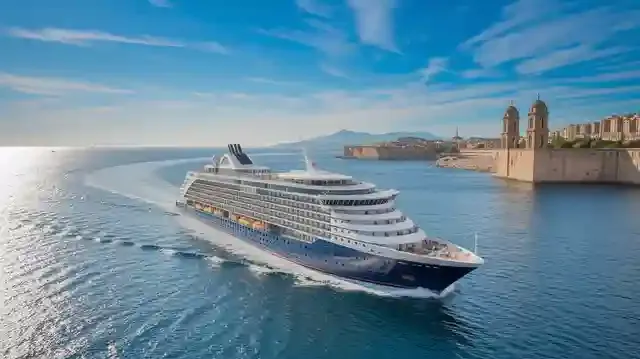 Barcelona To Marseille Cruises 2025/2026 - Luxurious cruise ship sailing towards Marseille's coast