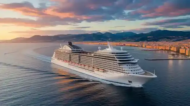 Cruises From Nice To Barcelona 2025 And 2026 - A luxury cruise ship on the Mediterranean coast