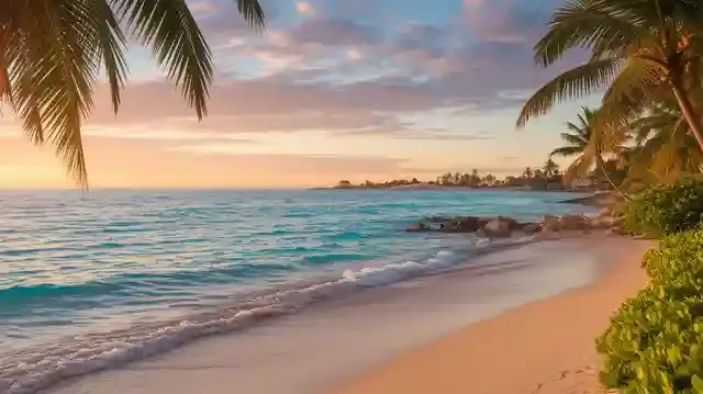 Egypt All Inclusive Holidays - A picturesque Egyptian beach with vibrant waters and palm trees