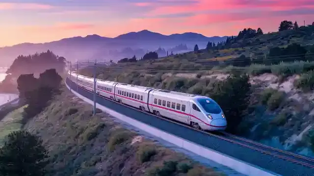 Exploring Information About Los Angeles To San Francisco Train  - High-speed train traveling through California landscapes between LA and San Francisco