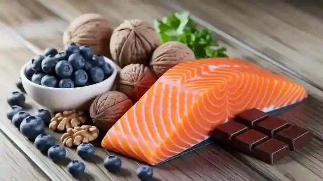 Foods That Support Brain Health - Selection of brain-boosting foods on a table