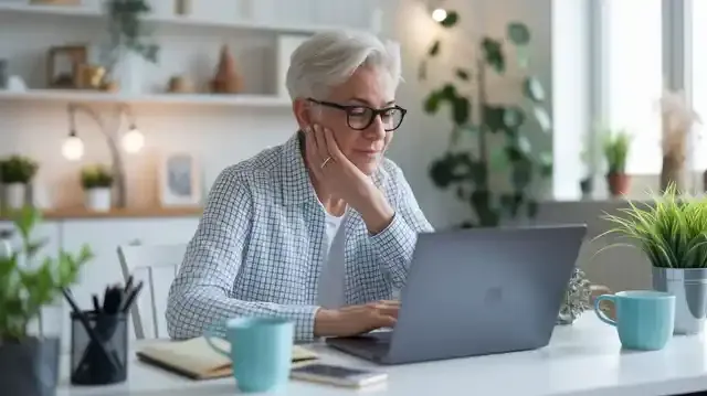 High Paying Jobs For Elderly - Elderly person working from home on a laptop