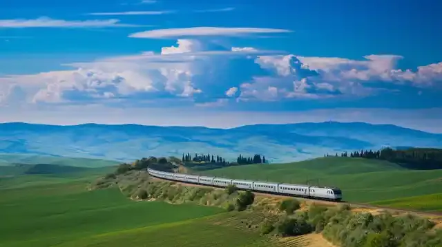 Italy By Train - Train journey through Tuscan hills and vineyards