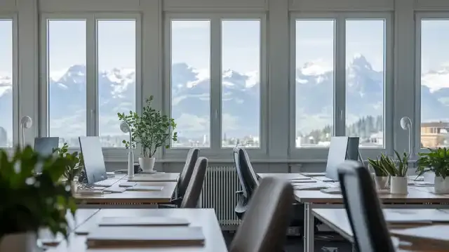 Jobs In Switzerland - Office interior in Zurich with Alps view