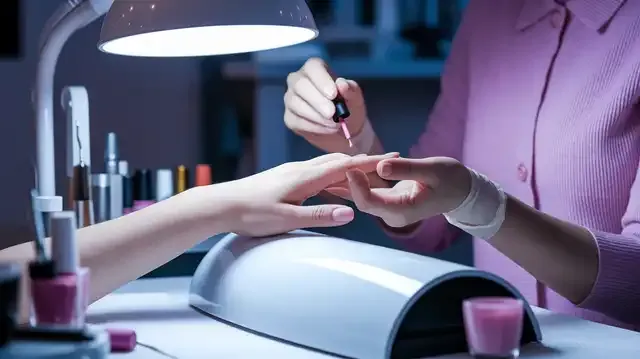 Learn More About Nail Technician Jobs - A nail technician applying nail polish in a chic salon