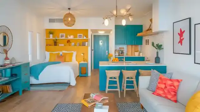 Low Rent Studio Apartments - A cozy studio apartment with a compact layout and stylish decor