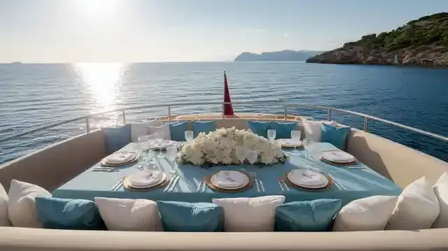 Pacchetti Festa Di Compleanno In Yacht - Yacht decorated elegantly for birthday with sea backdrop