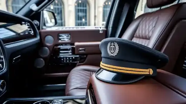 Private Driver Jobs - Interior of a luxury vehicle with a private driver's hat