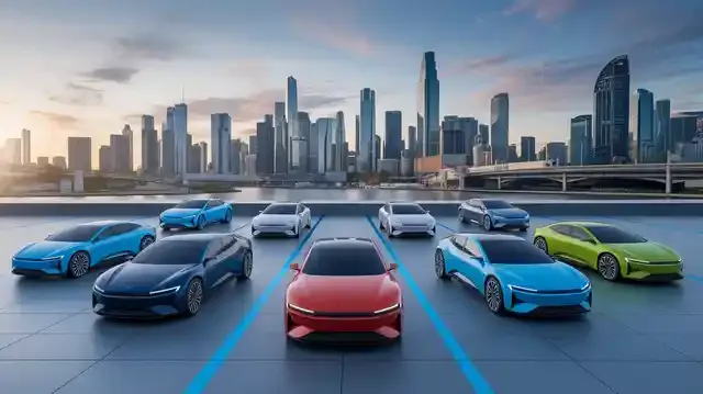 Top 10 Cars In 2025 - Futuristic cars displayed in a modern setting