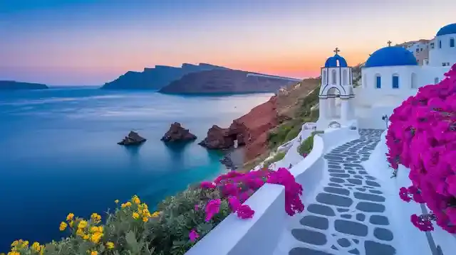 Top 5 Greek Islands For Seniors - Scenic view of tranquil beaches and serene pathways on Greek islands