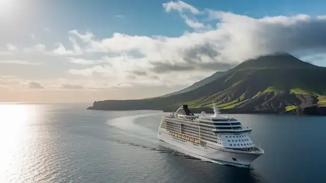 UK To Azores Cruises 2025/2026 - Cruise ship in the Azores waters with scenic view