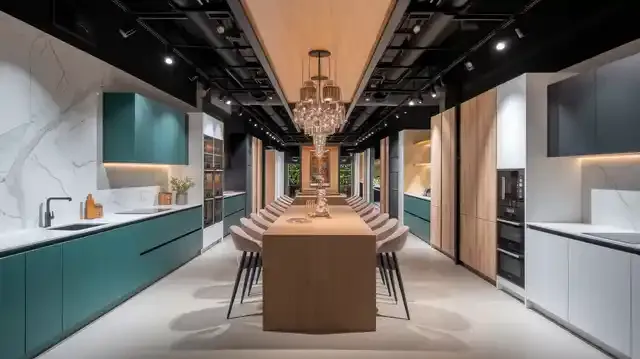 Unsold Kitchens - Showroom displaying unsold kitchen units elegantly arranged