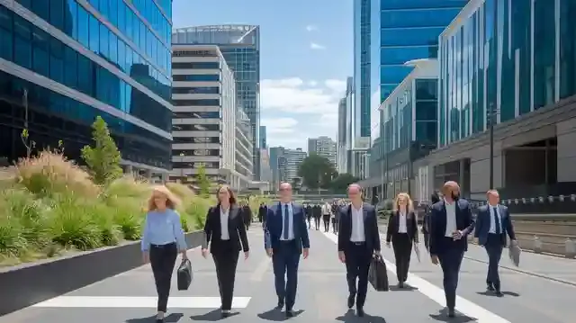 Working In Australia - Australian urban business environment with diverse professionals